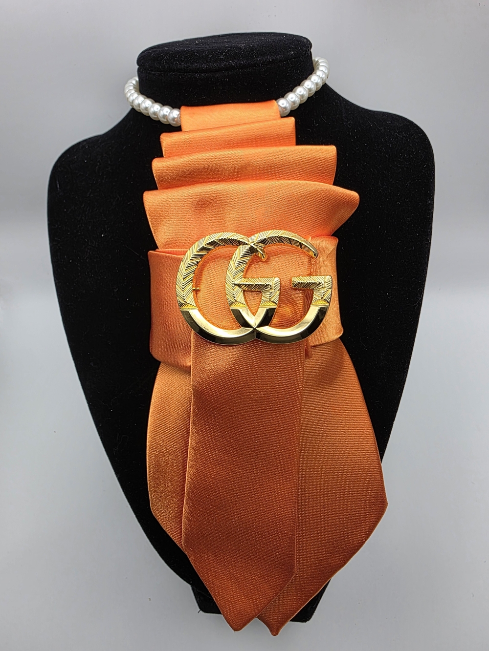 Tie Necklace | Orange Satin